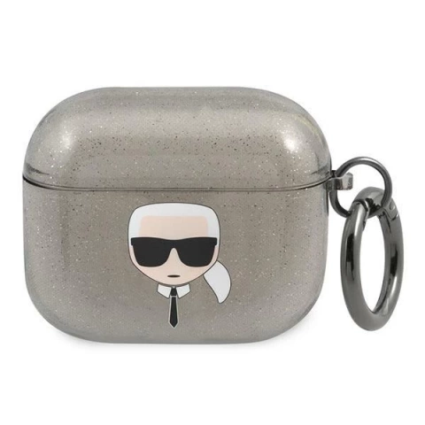 Karl Lagerfeld KLA3UKHGK kryt AirPods 3 čierny/čierny Glitter Karl`s Head